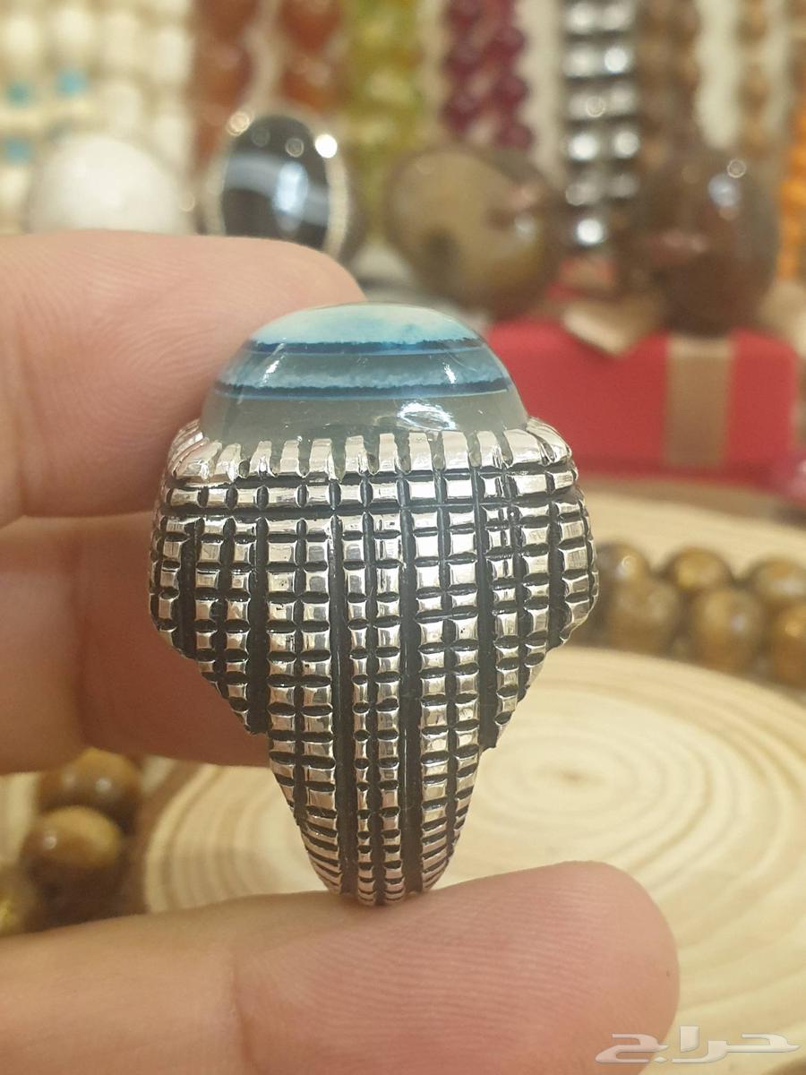 خاتم عقيق سليماني هندي قبه ازرق اطواق فاخر64383206422658113