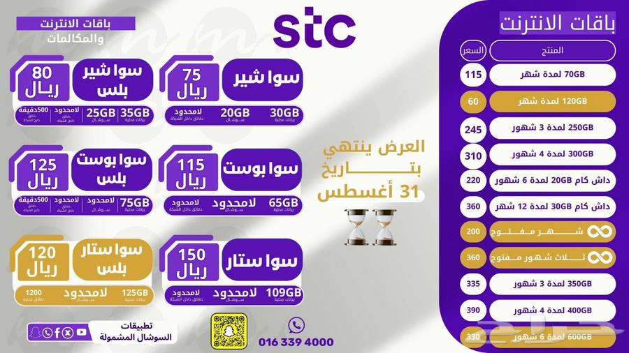 STC Internet SIM Card, Unlimited for 3 Months Without Fair Usage64390775204995110