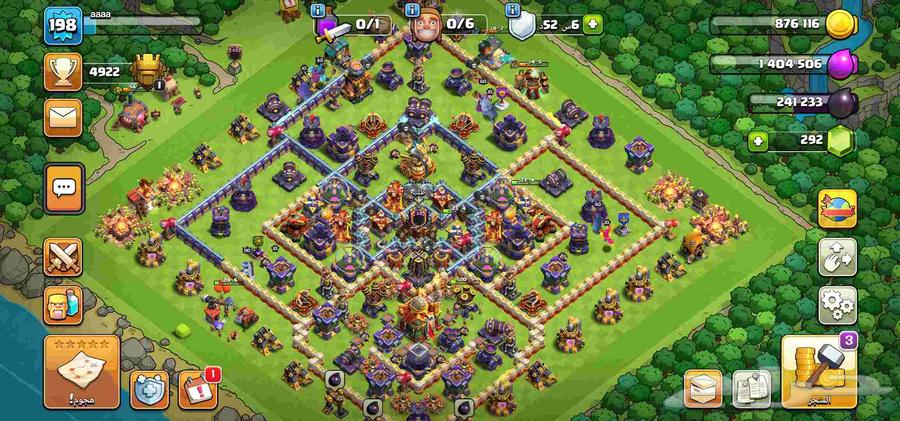 بيع حساب كلاش اوف كلانس تاون 16 شبه ماكس64381976122497110