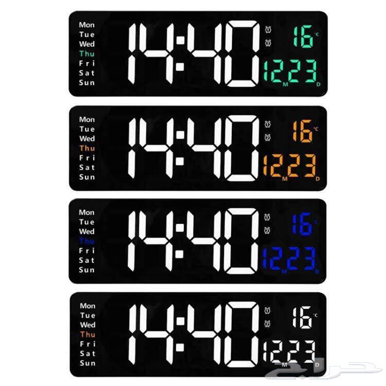 ساعة حائط فيها الوقت وتنبيه والتاريخ والحرارة والايام64387048403842110