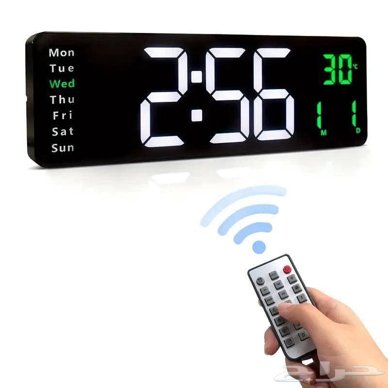 ساعة حائط فيها الوقت وتنبيه والتاريخ والحرارة والايام64387048403842112