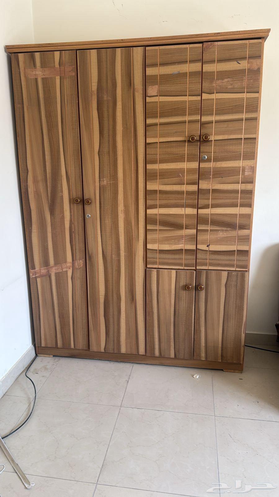 Items for sale (two-door iron wardrobe, 4-door wooden wardrobe, sideboard, and bed)64388880811393111