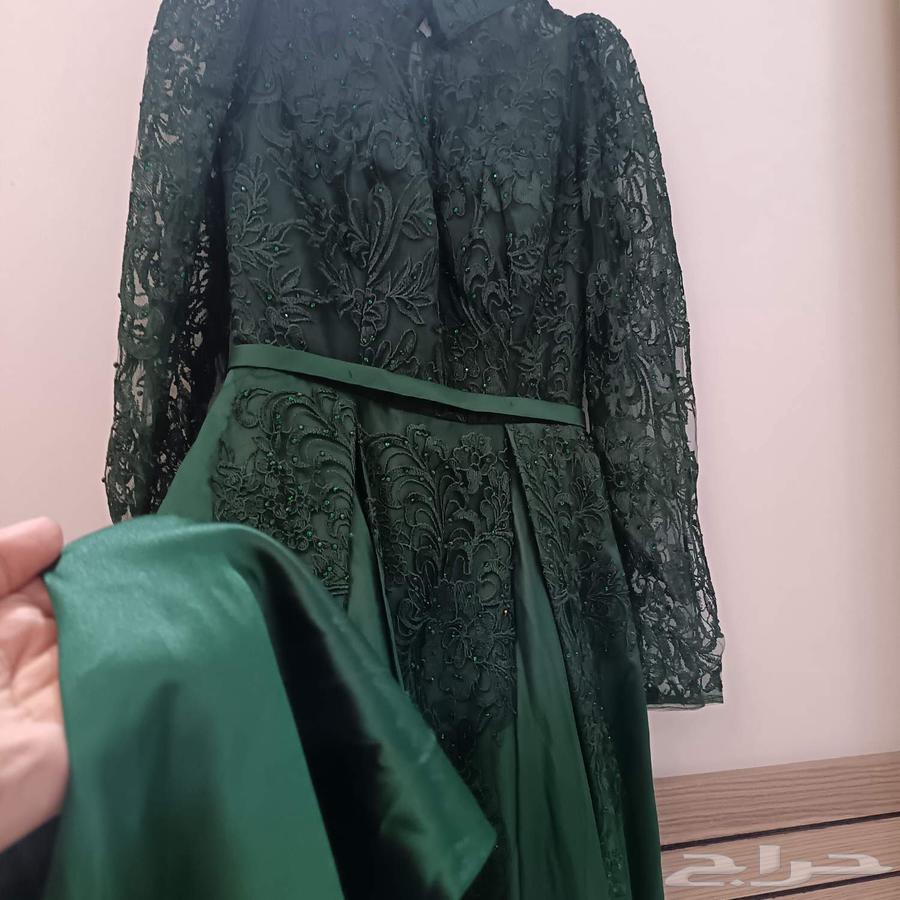 Green flowing occasion dress, pleated design, used once, small size and long64392800153346112