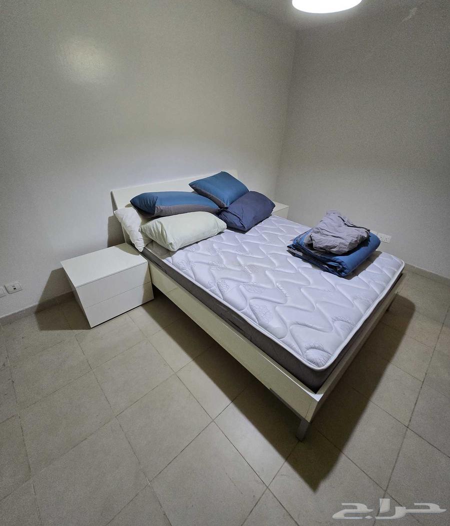 Bed with mattress for sale, two side tables 2000 SAR (modern)64398451497602110