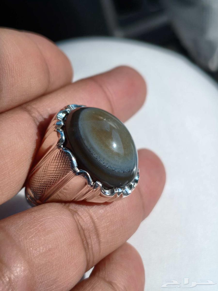 خاتم فضة بحجر العقيق السليماني اليماني64396936126850111