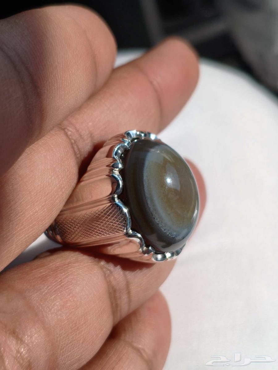 خاتم فضة بحجر العقيق السليماني اليماني64396936126850112