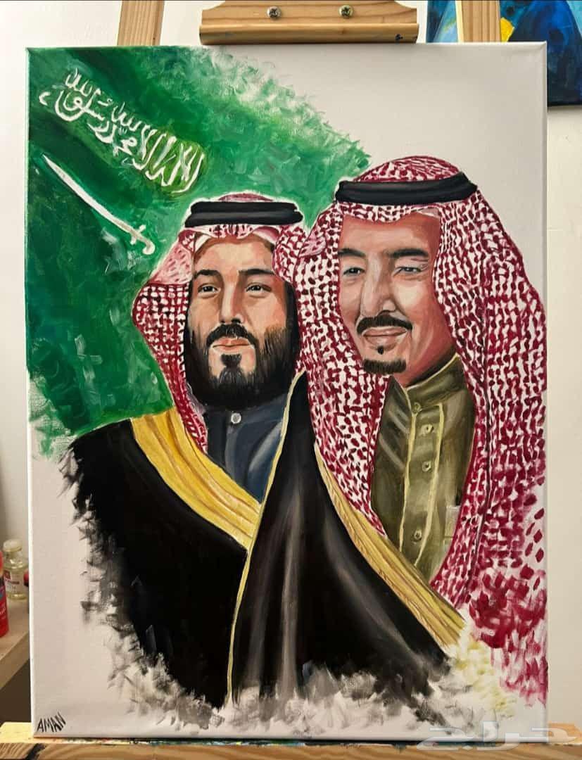 لوحه مرسومه الوان زيتيه للملك سلمان وولي العهد حفظهم الله64403393842689110