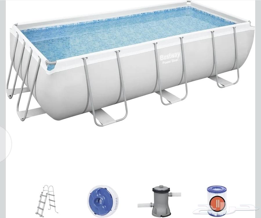 Rectangular steel frame swimming pool set with filter pump64467312941313111