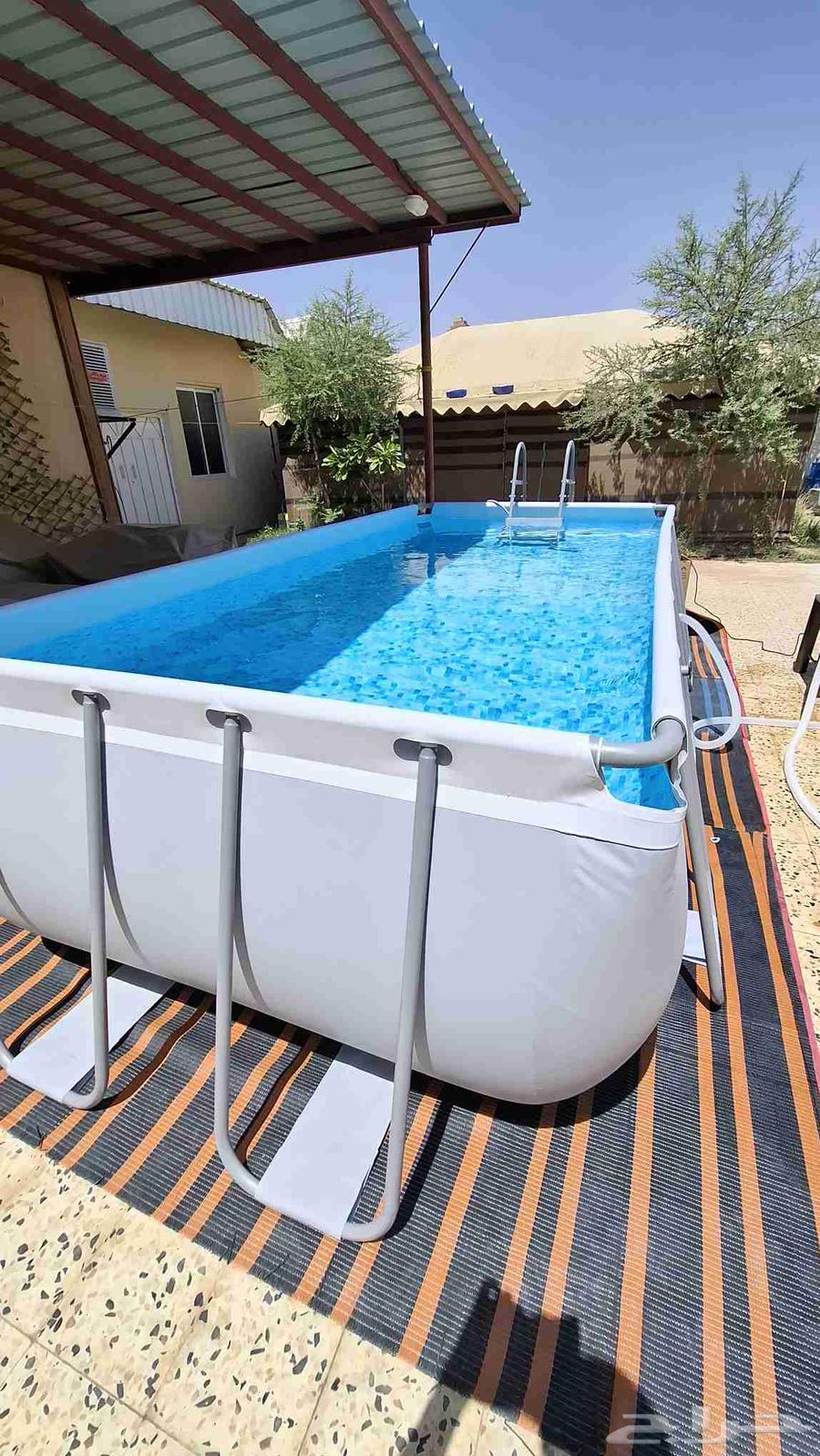 Rectangular steel frame swimming pool set with filter pump64467312941313110