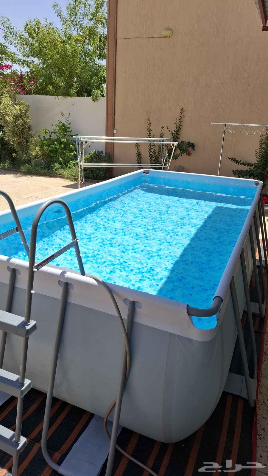 Rectangular steel frame swimming pool set with filter pump64467312941313114