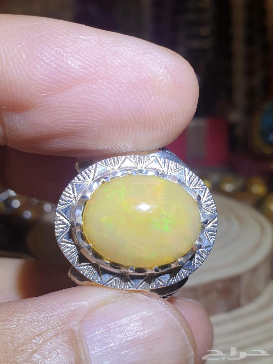 خاتم اوبال إثيوبي عسلي فاير جميل ولون مميز64466291609731111