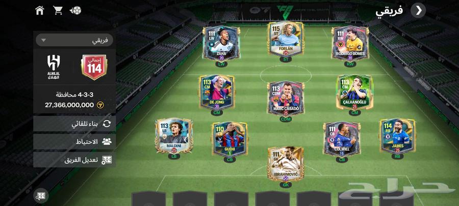 حساب فيفا موبايل السعر 150 الاوفر114الحساب كفو64469320846978110