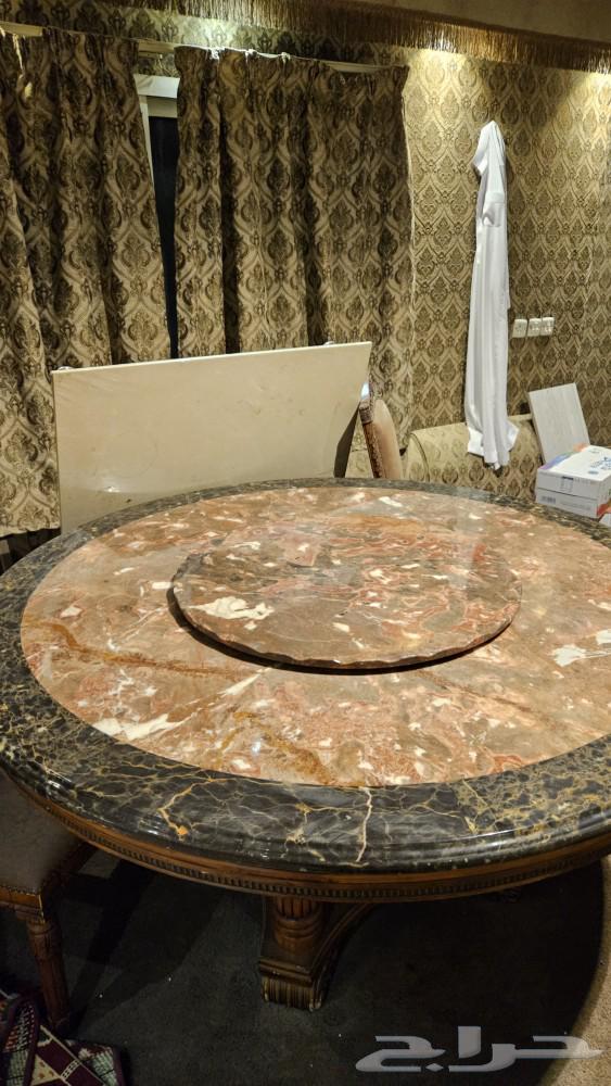 طاولة طعام فاخرة جدا رخام طبيعي مع صحن دوار64470086631041111