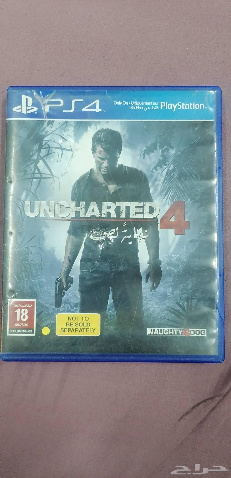 Uncharted 4 PS4 game disc, very clean, no scratches, priced at 100 SAR negotiable64465871263107110