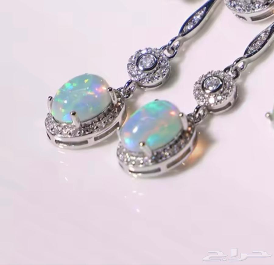 قرط فضة استرلينى عيار 925 محلى بالاوبال الطبيعى64475932370562112