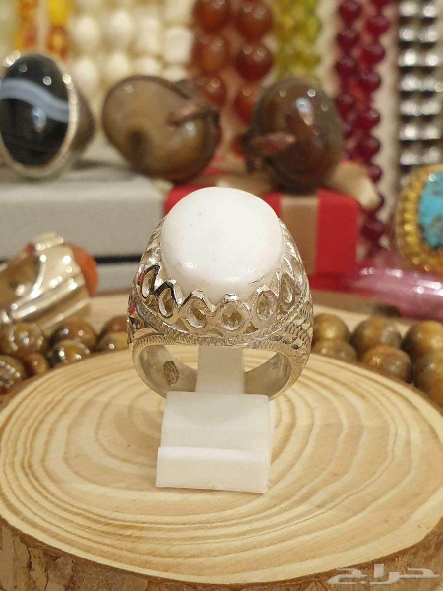 خاتم عقيق يماني ابيض64475487688322113