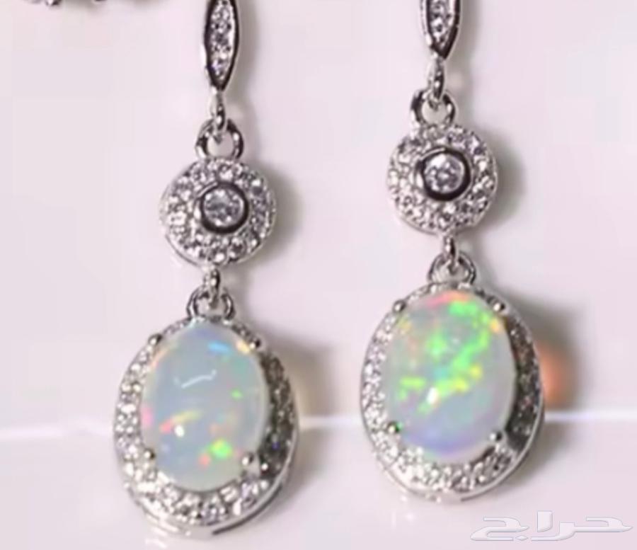 قرط فضة استرلينى عيار 925 محلى بالاوبال الطبيعى64475932370562111