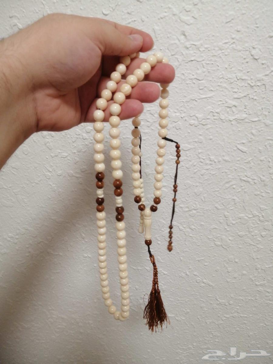سبحة كهرمان لون عاجي مطعمة بكوك بني اصلي (جديدة) حبة كبيرة.64475266930305110