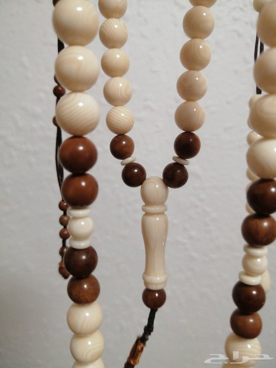 سبحة كهرمان لون عاجي مطعمة بكوك بني اصلي (جديدة) حبة كبيرة.64475266930305113