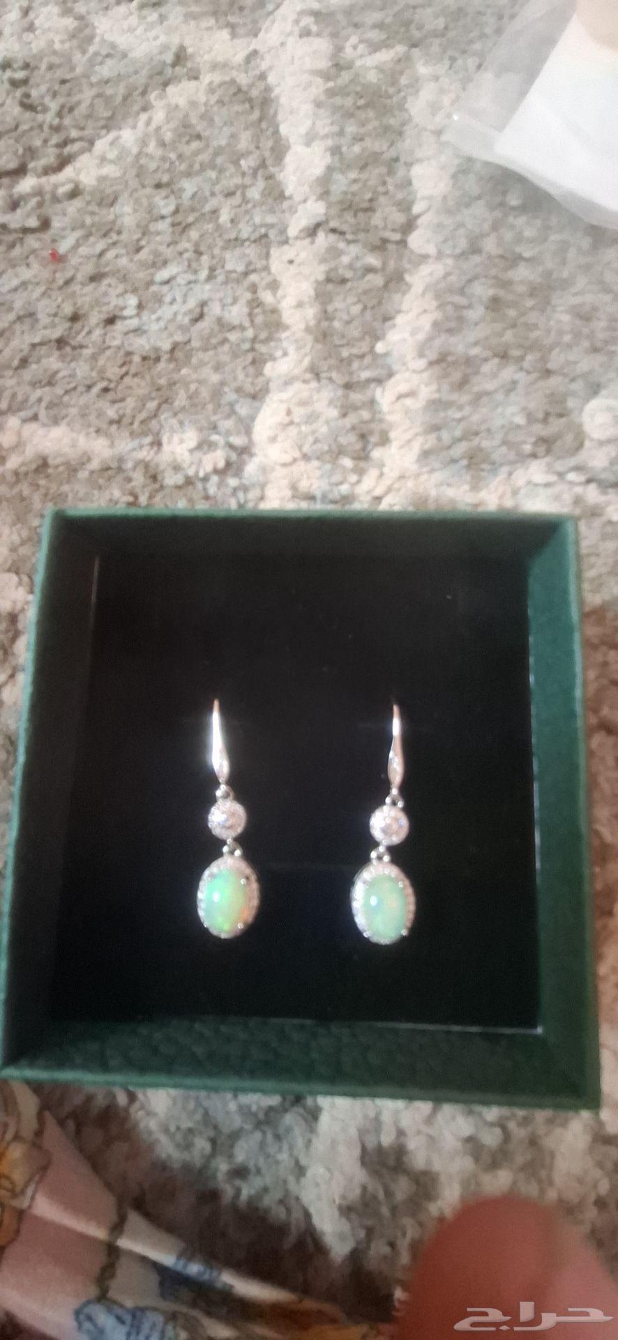 قرط فضة استرلينى عيار 925 محلى بالاوبال الطبيعى64475932370562114