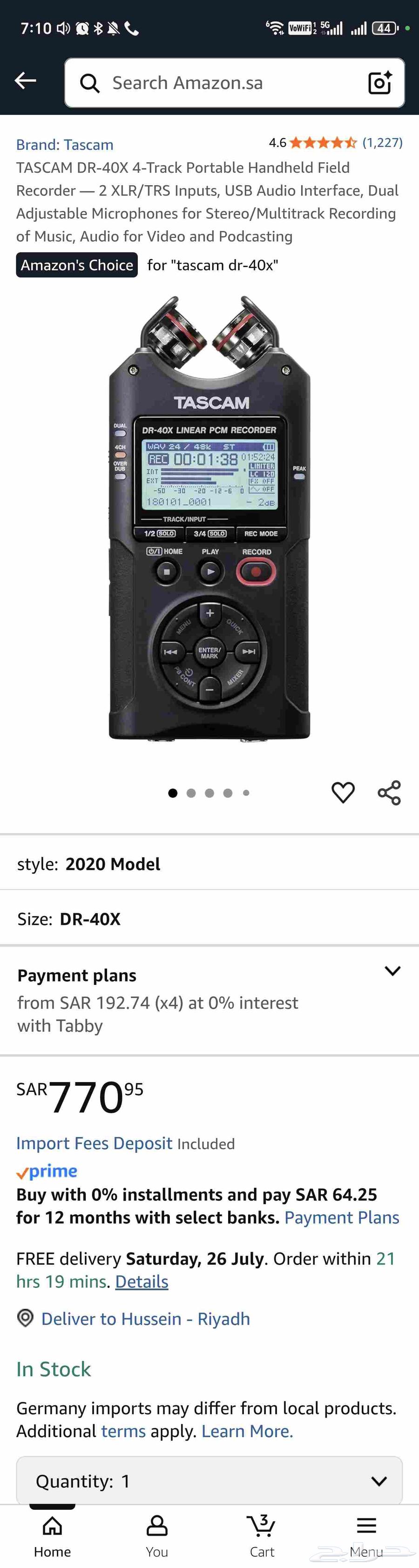 TASCAM DR-40X Professional Audio Recorder in Excellent Condition64483549578498111