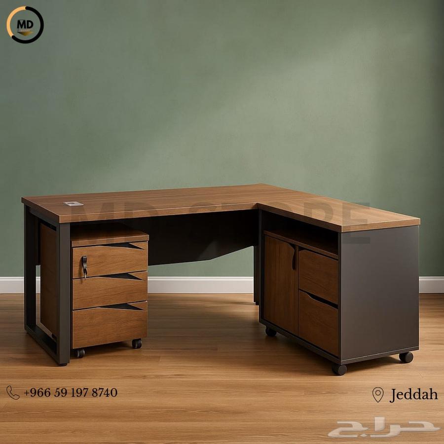 مكتب مودرن ابيض و بني - مختلف مقاس موجود64489044992129113