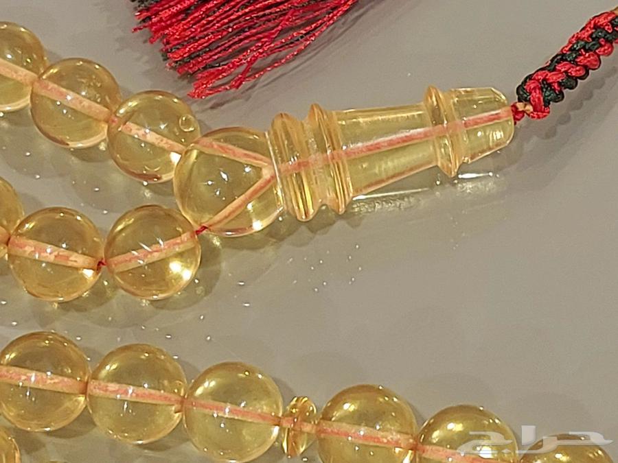 مسباح سبحة كهرمان طبيعي شفاف 45 خرزة64489170346113111