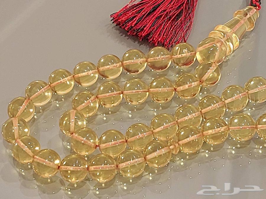 مسباح سبحة كهرمان طبيعي شفاف 45 خرزة64489170346113114