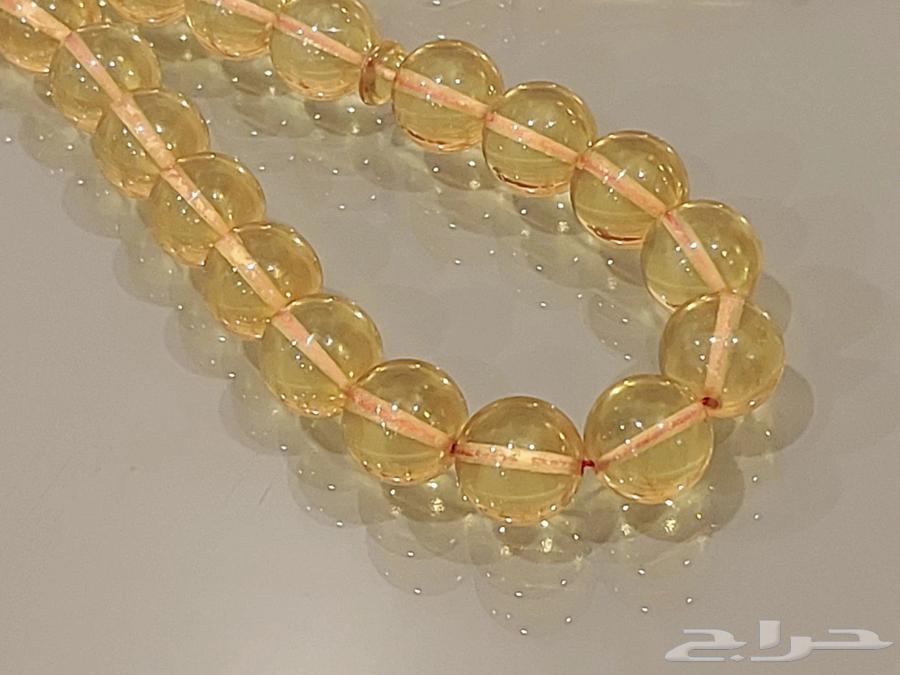 مسباح سبحة كهرمان طبيعي شفاف 45 خرزة64489170346113113