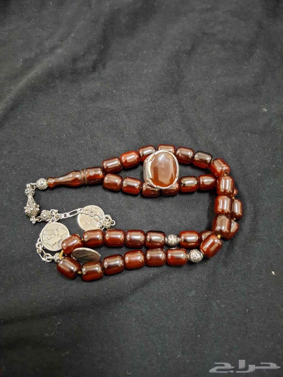 خاتم عقيق فضة وسبحة بفوتران تركي64490890215427110