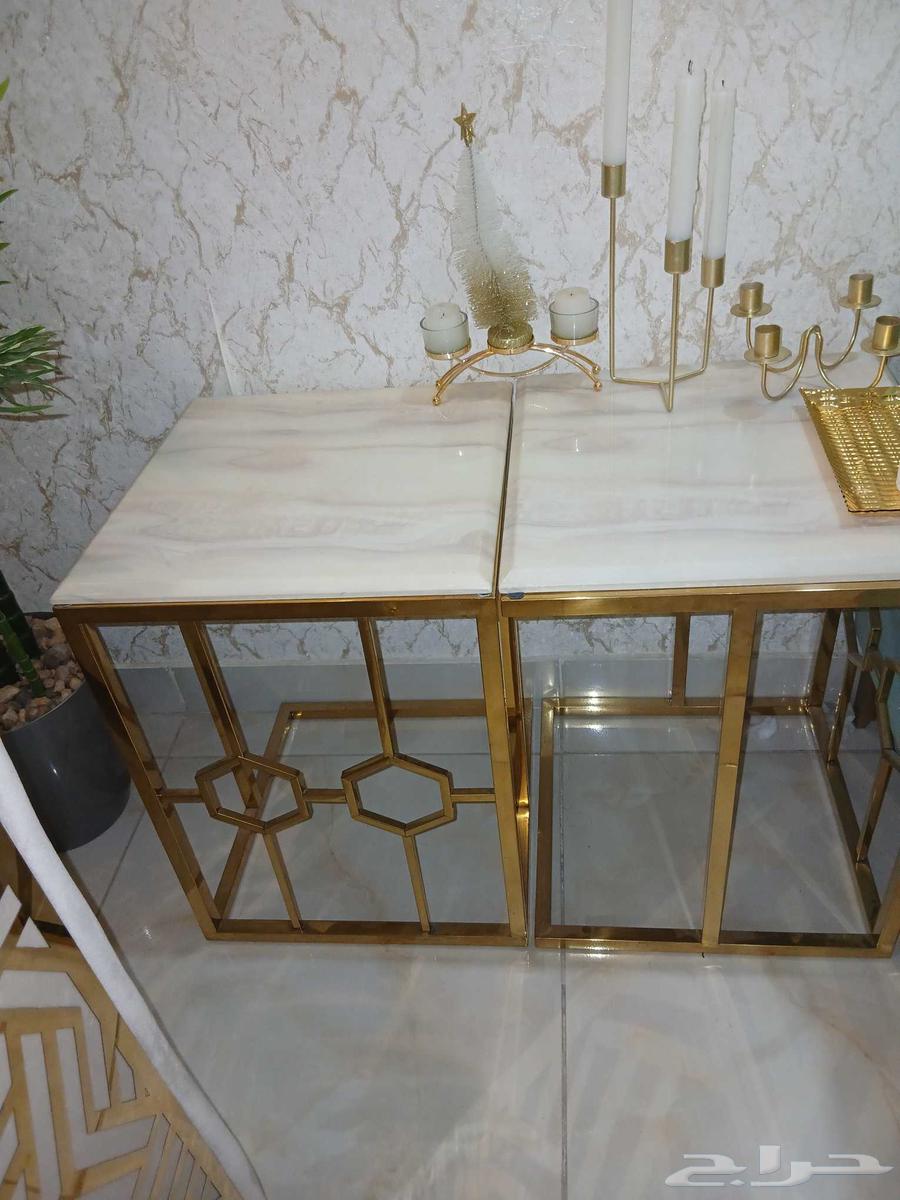 مدخل رخام واستيل ذهبي وطاولات خدمه 6 بطاوله كبيه64486357553153112