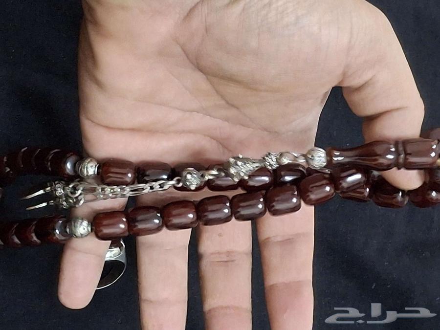 خاتم عقيق فضة وسبحة بفوتران تركي64490890215427112