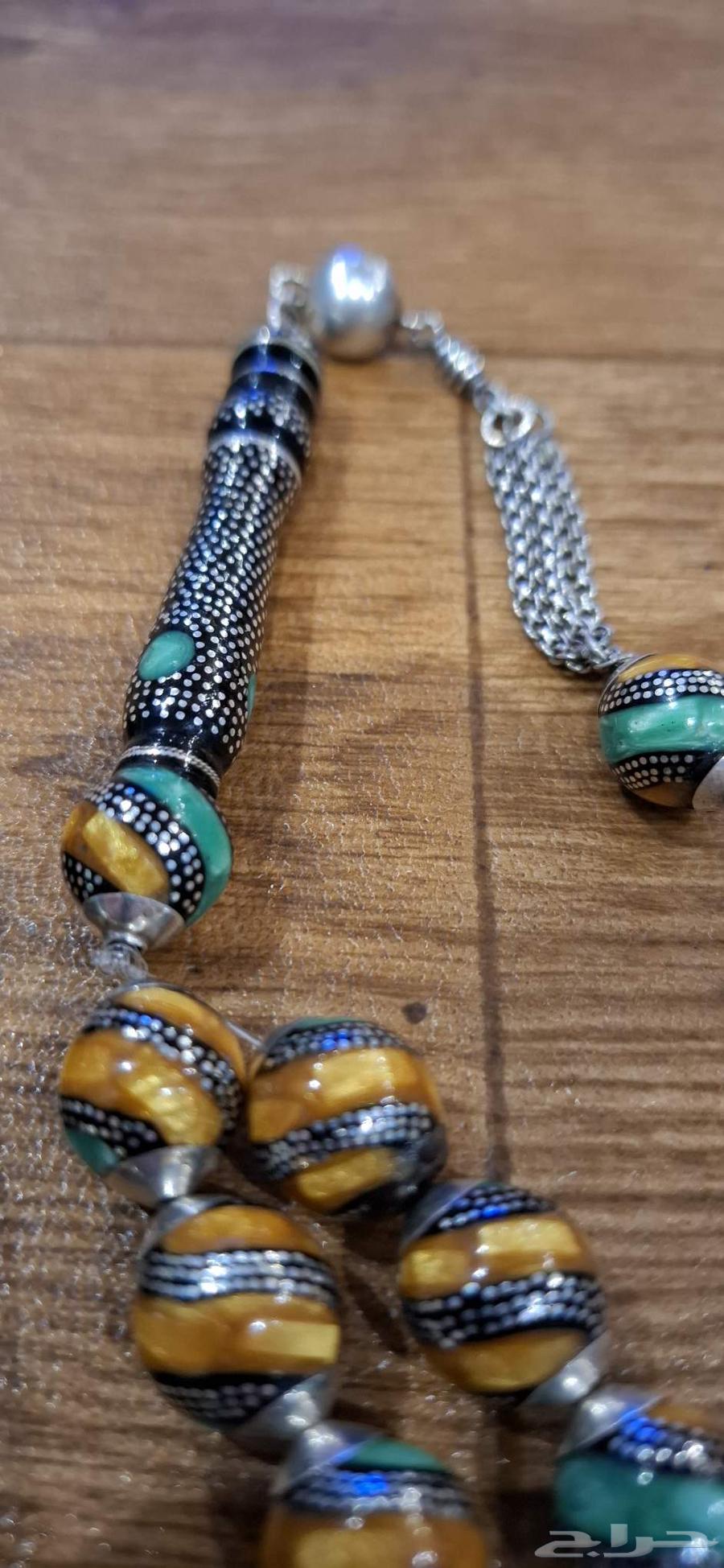 سبحة يسر مطعمة بالفضة والاحجار الكريمة64492134927745111