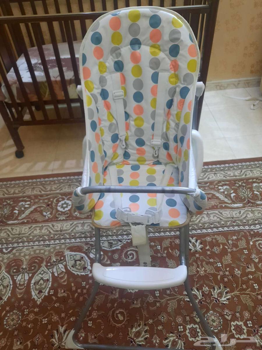 سرير طفل مع فرشة وكرسي اطعام طفل64499786819458111