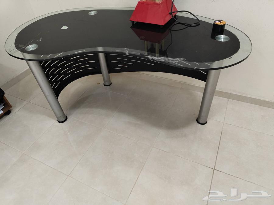 Glass desk, chair, and small cabinet table printer for sale64498354544897110