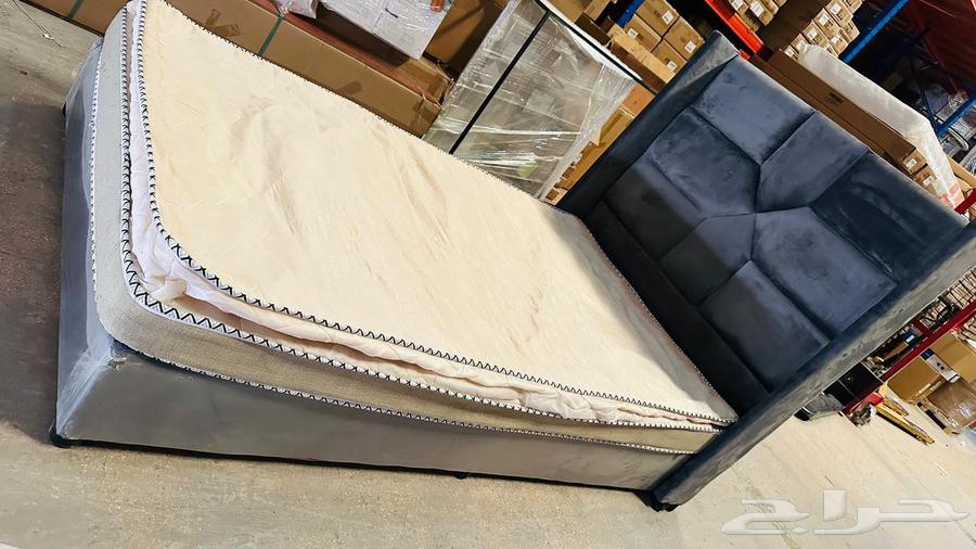 سرير مخملي أزرق فاخر (120 200 سم) - ارفع مستوى غرفتك النوم ب64505148764035113