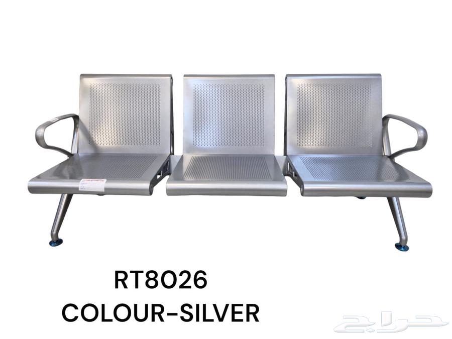 كرسي انتظار 3 مقعد حديد و جلد و كنب جلد فخم64504777627778112