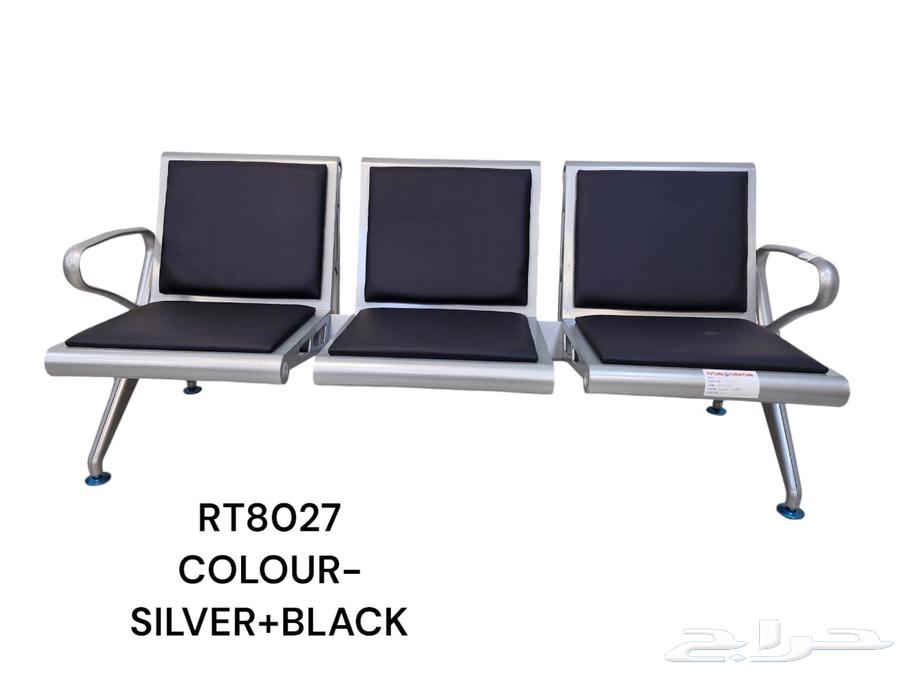 كرسي انتظار 3 مقعد حديد و جلد و كنب جلد فخم64504777627778111