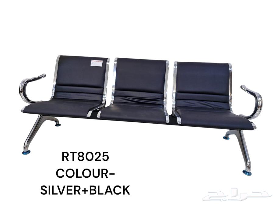 كرسي انتظار 3 مقعد حديد و جلد و كنب جلد فخم64504777627778113