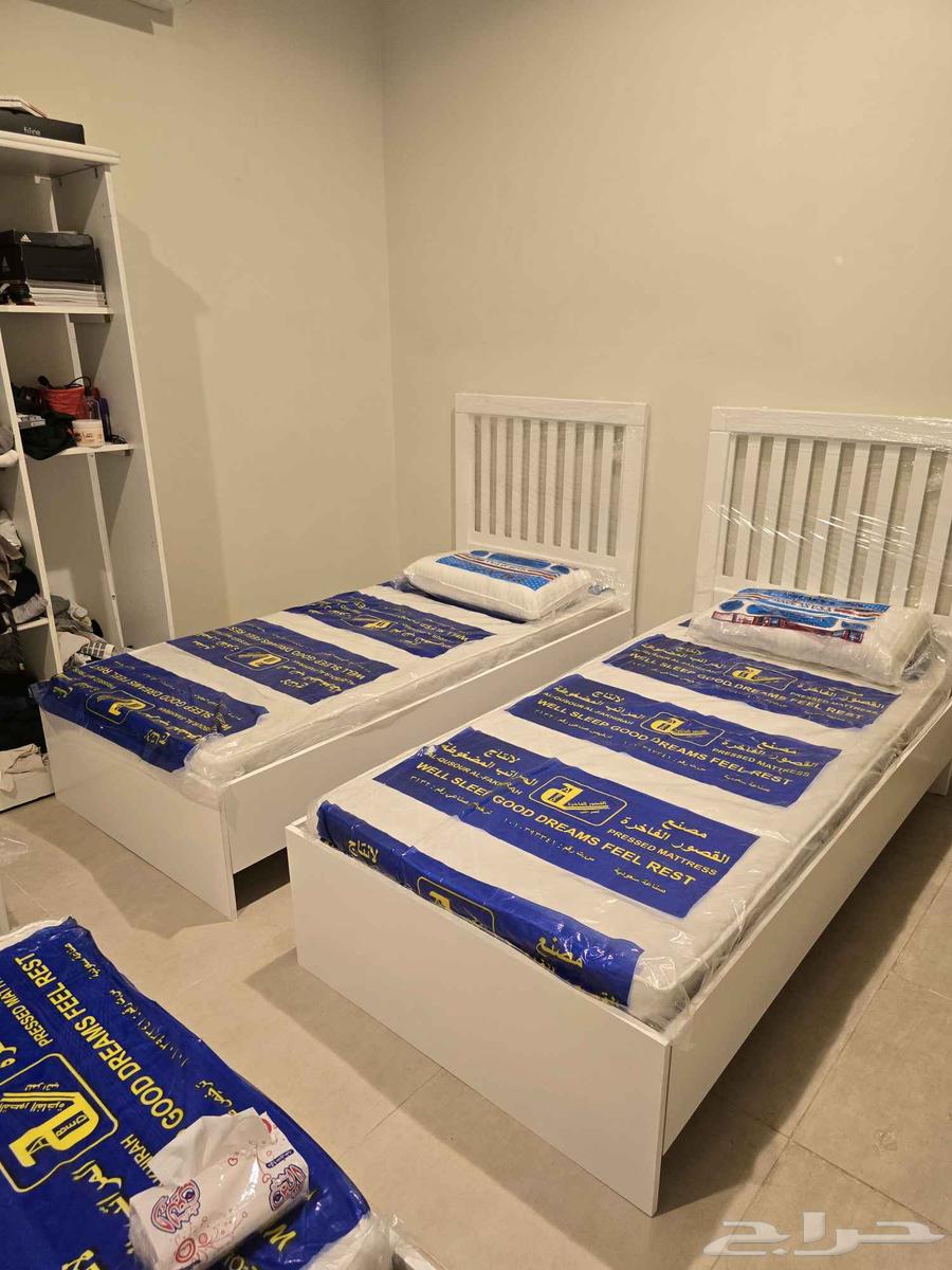 سرير خشب نفر واحد ألون أبيض جديد64510493254657111