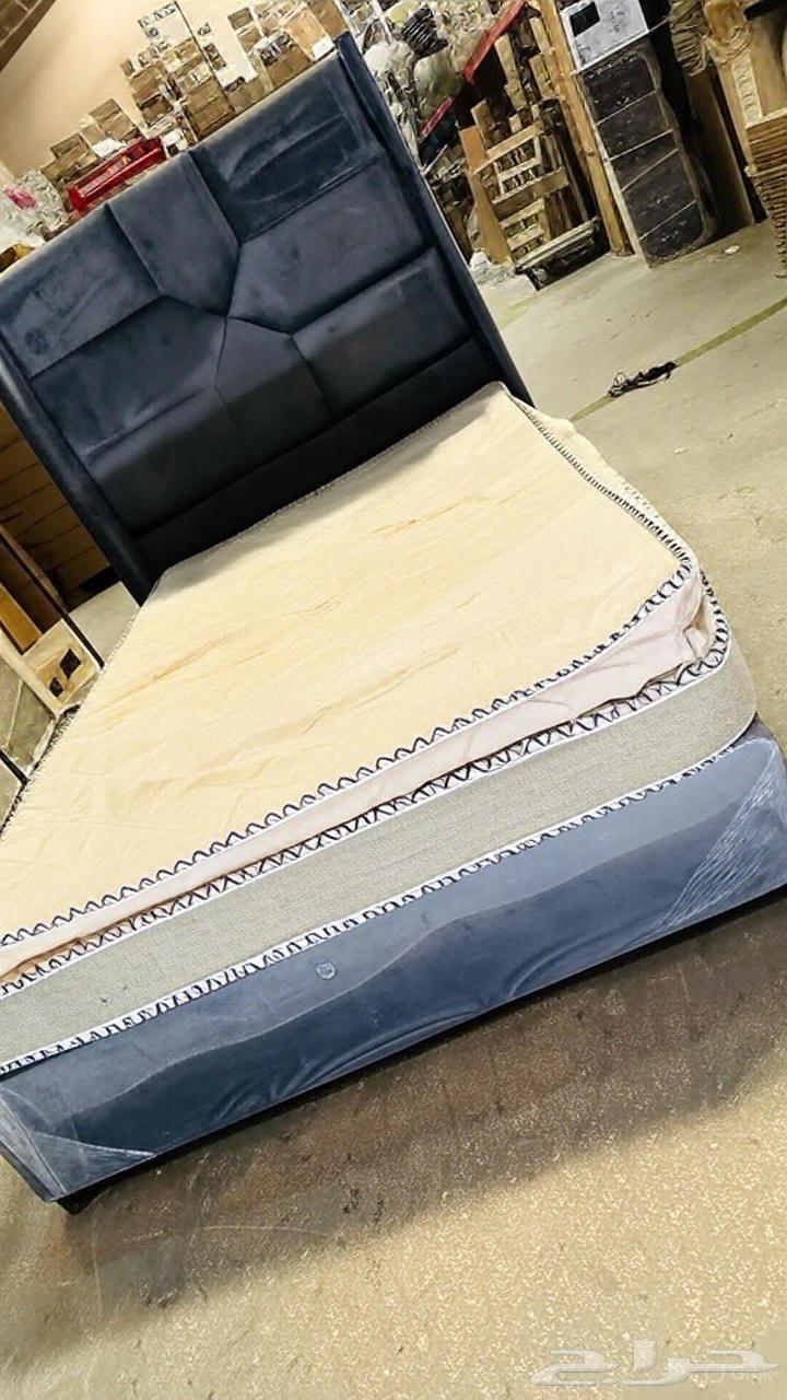 سرير مخملي أزرق فاخر (120 200 سم) - ارفع مستوى غرفتك النوم ب64505148764035111