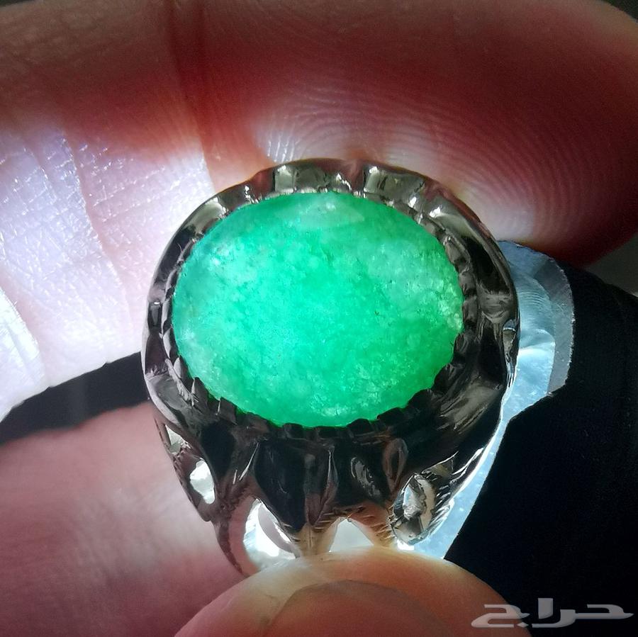 خاتم فضة زمرد هندي طبيعي64522486331395112
