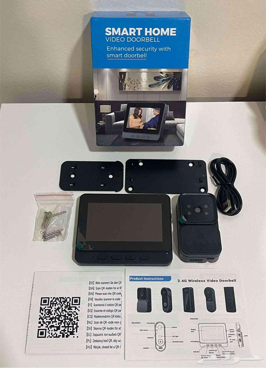جرس باب ذكي لاسلكي بكاميرا ليلية شاشة 10.9 سم جديد 14064522103260930110