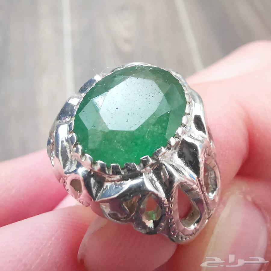 خاتم فضة زمرد هندي طبيعي64522486331395110
