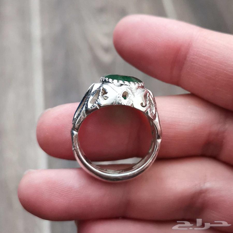 خاتم فضة زمرد هندي طبيعي64522486331395114