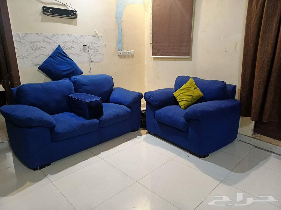 كنبتين (قطعتين)لون ازرق مبطن 180   فرن ابيض 25064523654741891113