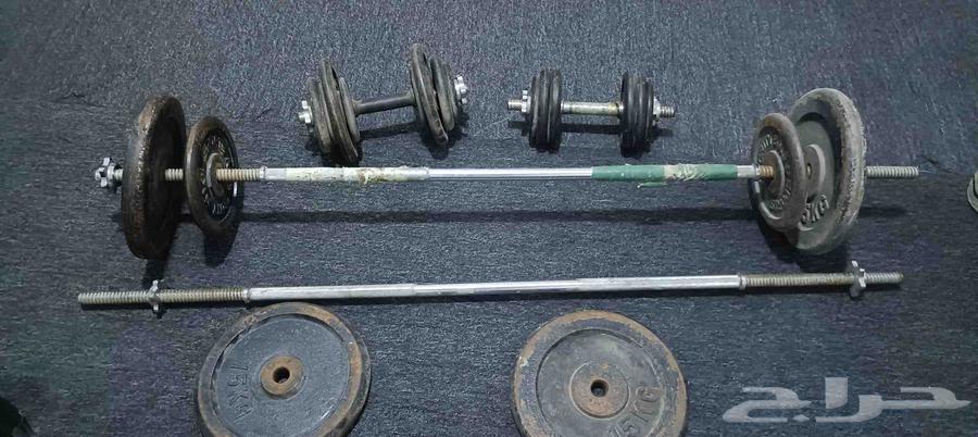 مجموعه اوزان تقريبا 50 أو 60 كيلو معاها الكرسي بتاعها للبيع64520006249730112
