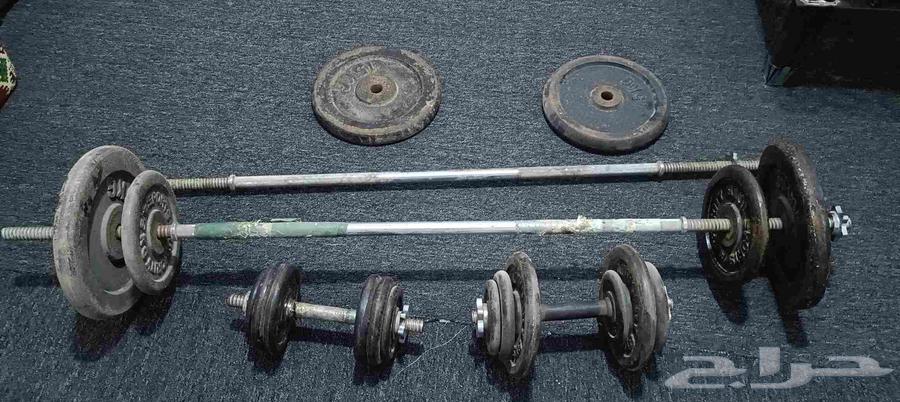 مجموعه اوزان تقريبا 50 أو 60 كيلو معاها الكرسي بتاعها للبيع64520006249730110