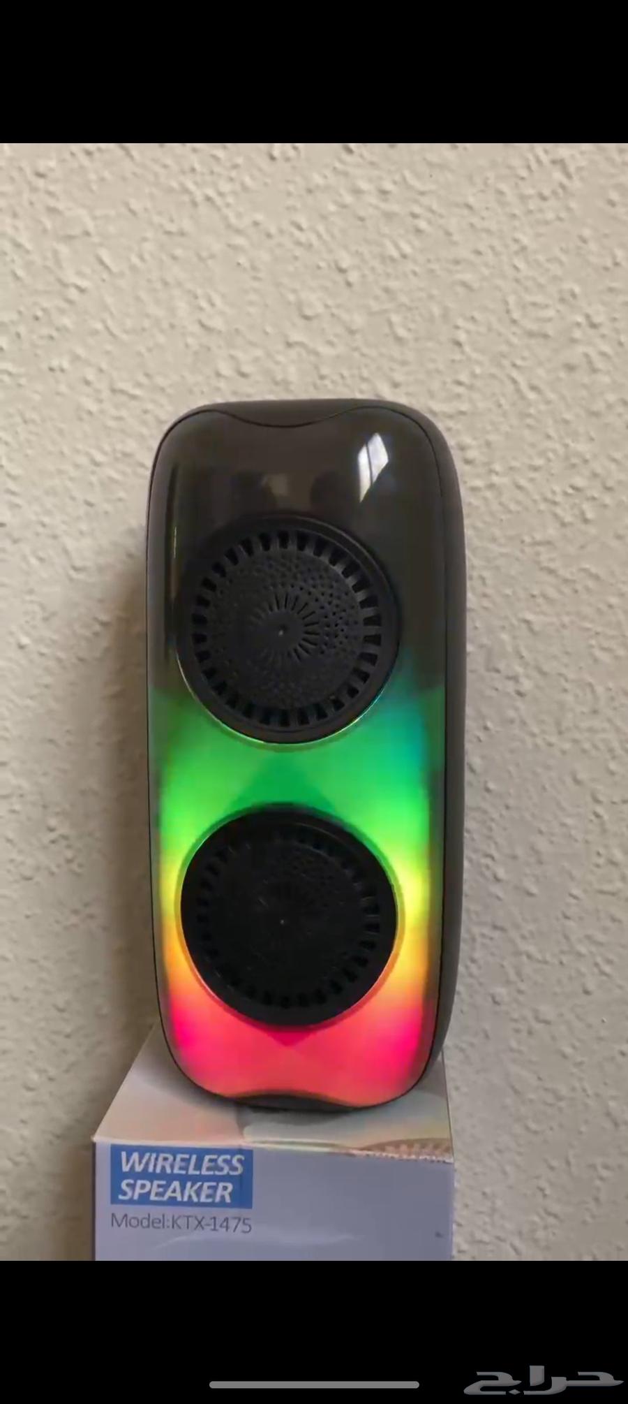 سماعة بلوتوث بإضاءة ملونة تشغيل فلاشة وكرت ميموري وبلوتوث صو64528464708993112