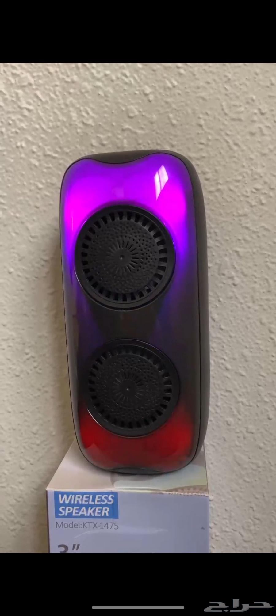 سماعة بلوتوث بإضاءة ملونة تشغيل فلاشة وكرت ميموري وبلوتوث صو64528464708993111